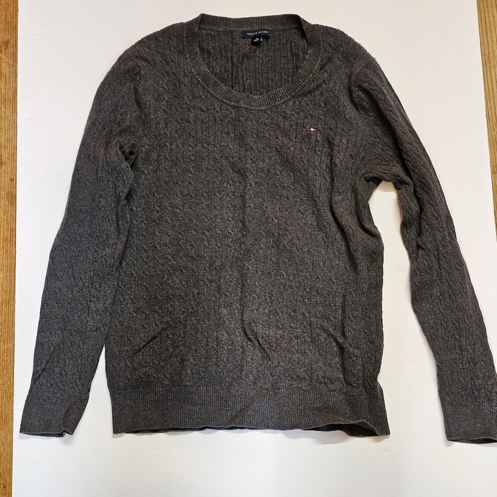 Tommy Hilfiger gray ribbed knit  sweater womens size XL